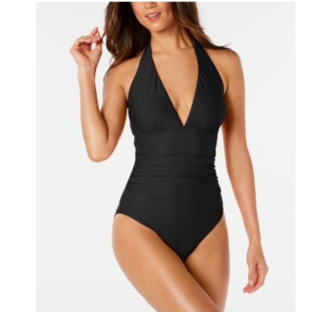 Tommy Hilfiger Solid Halter One-Piece Swimsuit